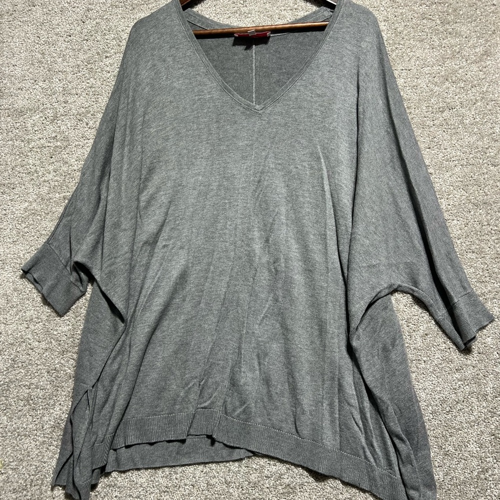 Laurie Felt Woman’s Silky Bamboo Pullover Dolman Sweater Heather Grey Size XL